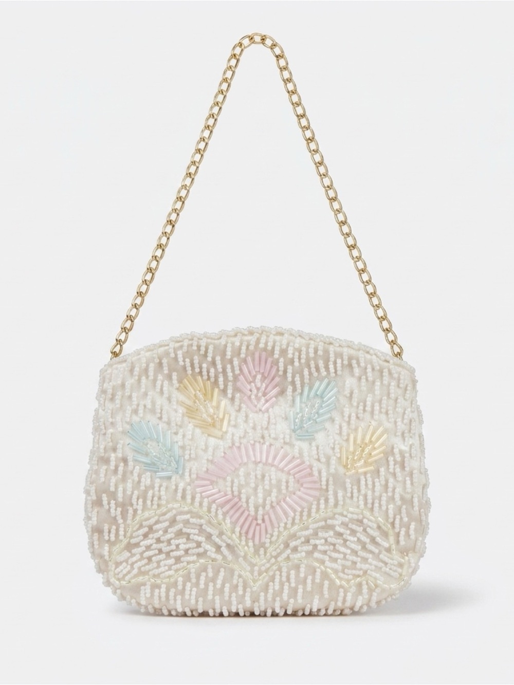 Ivory Beaded Floral compact purse